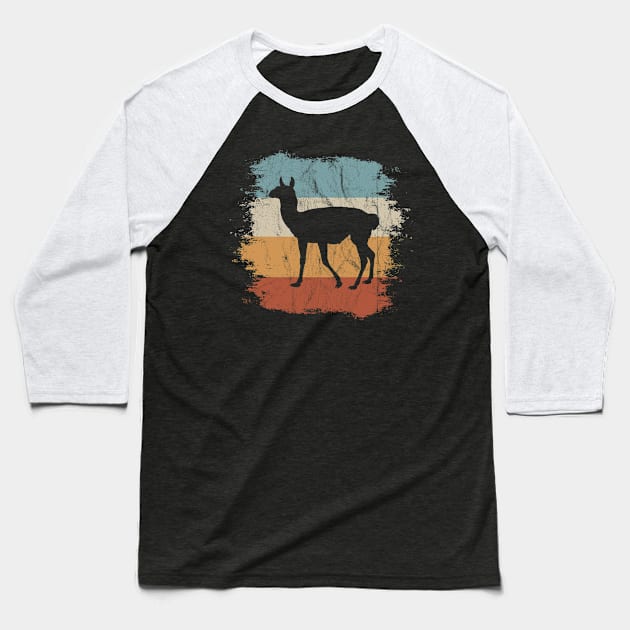 Funky Vintage Retro Llama Silhouette Baseball T-Shirt by SkizzenMonster